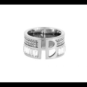 Henri Bendel Silver Tone Crystal Ring Size 7
